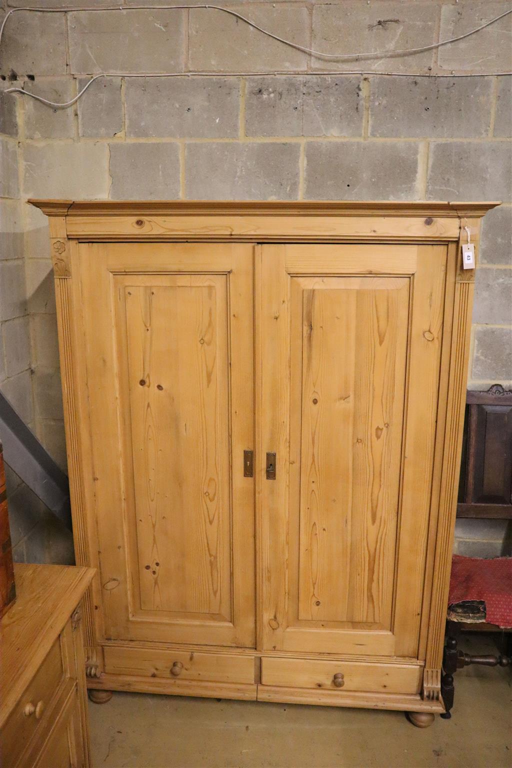 A 19th century East European pine wardrobe, width 138cm, depth 81cm, height 179cm